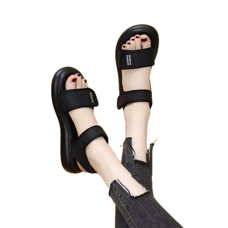 Sports Sandals Women's Summer 2025 New Style Stepping on Shoes Flat Bottom Velcro Soft Bottom Non-slip Roman Beach Shoes for Pregnant Women - Image 7