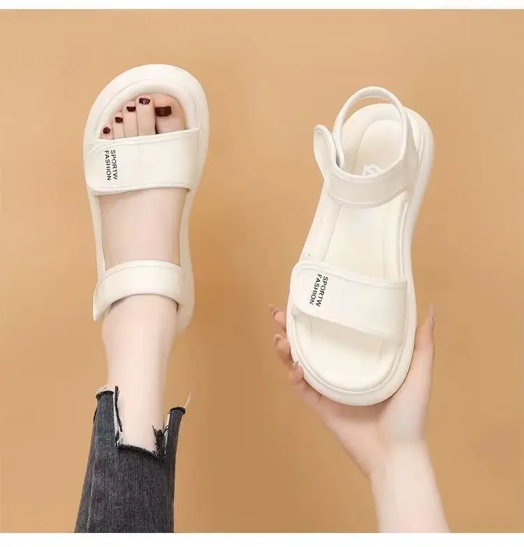 Sports Sandals Women's Summer 2025 New Style Stepping on Shoes Flat Bottom Velcro Soft Bottom Non-slip Roman Beach Shoes for Pregnant Women — feature 10