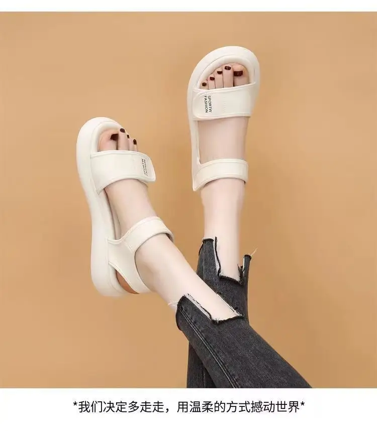 Sports Sandals Women's Summer 2025 New Style Stepping on Shoes Flat Bottom Velcro Soft Bottom Non-slip Roman Beach Shoes for Pregnant Women — feature 11