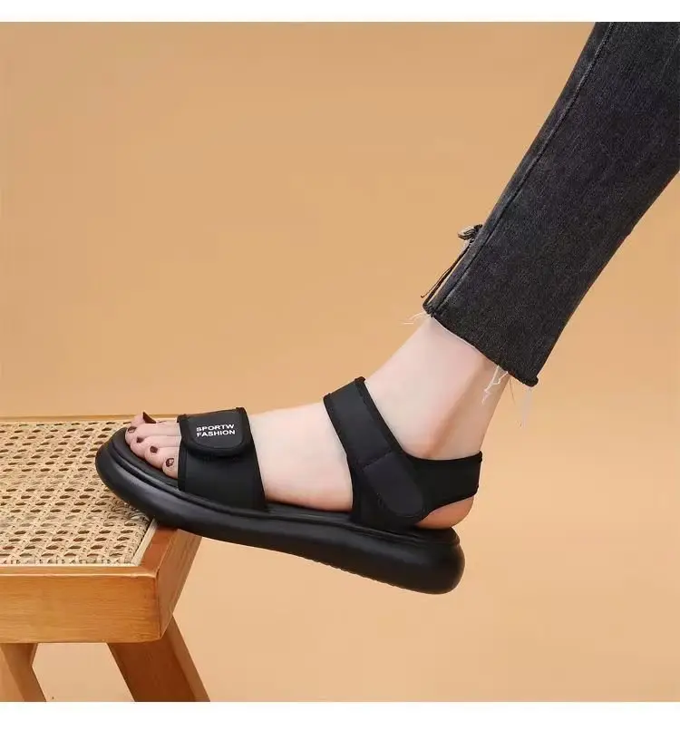 Sports Sandals Women's Summer 2025 New Style Stepping on Shoes Flat Bottom Velcro Soft Bottom Non-slip Roman Beach Shoes for Pregnant Women — feature 12