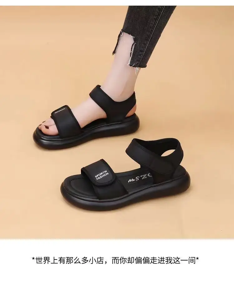 Sports Sandals Women's Summer 2025 New Style Stepping on Shoes Flat Bottom Velcro Soft Bottom Non-slip Roman Beach Shoes for Pregnant Women — feature 13