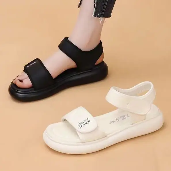 Sports Sandals Women's Summer 2025 New Style Stepping on Shoes Flat Bottom Velcro Soft Bottom Non-slip Roman Beach Shoes for Pregnant Women — feature 14