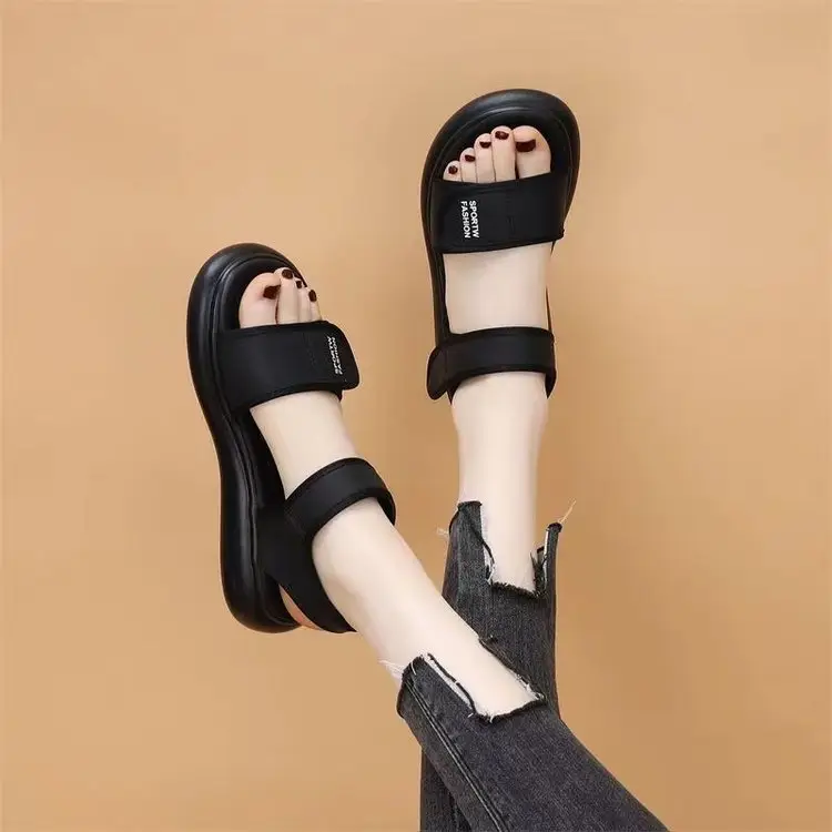 Sports Sandals Women's Summer 2025 New Style Stepping on Shoes Flat Bottom Velcro Soft Bottom Non-slip Roman Beach Shoes for Pregnant Women — feature 15