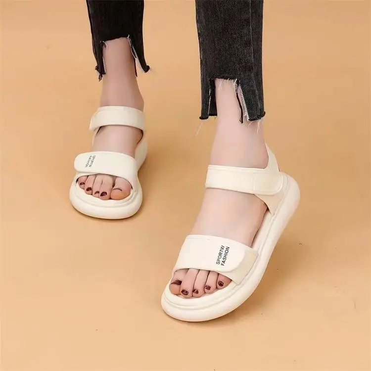 Sports Sandals Women's Summer 2025 New Style Stepping on Shoes Flat Bottom Velcro Soft Bottom Non-slip Roman Beach Shoes for Pregnant Women — feature 18