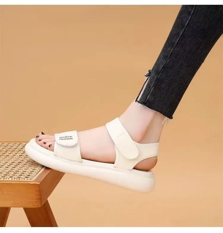 Sports Sandals Women's Summer 2025 New Style Stepping on Shoes Flat Bottom Velcro Soft Bottom Non-slip Roman Beach Shoes for Pregnant Women — feature 7