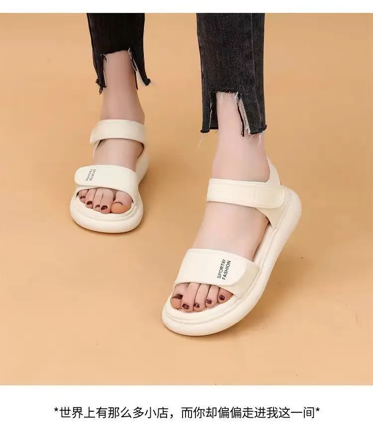 Sports Sandals Women's Summer 2025 New Style Stepping on Shoes Flat Bottom Velcro Soft Bottom Non-slip Roman Beach Shoes for Pregnant Women — feature 9