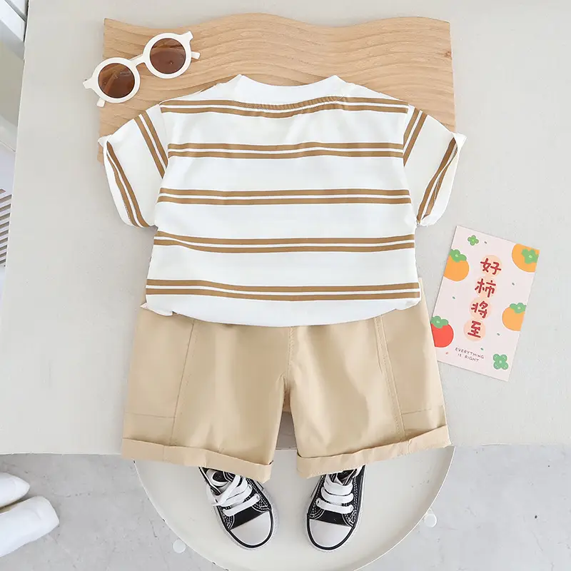 Boys Striped Shorts Set 2025 Green Cotton โ feature 8