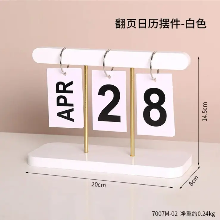 Creative Table Decorations, Wooden Flip-Page Bamboo Calendar Ornament, Entryway Kindergarten Photo Date Sign for Photography - Image 5