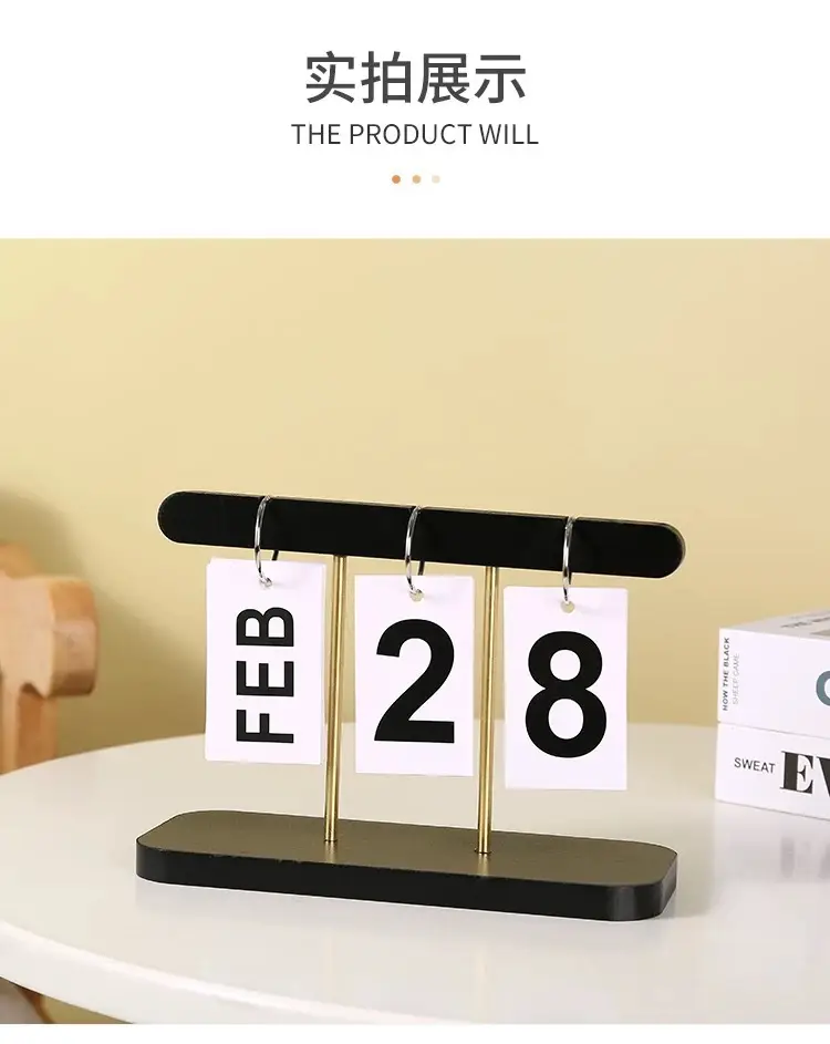 Creative Table Decorations, Wooden Flip-Page Bamboo Calendar Ornament, Entryway Kindergarten Photo Date Sign for Photography — feature 10
