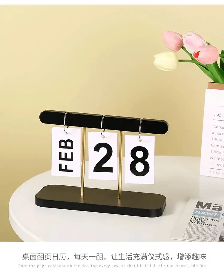 Creative Table Decorations, Wooden Flip-Page Bamboo Calendar Ornament, Entryway Kindergarten Photo Date Sign for Photography — feature 11