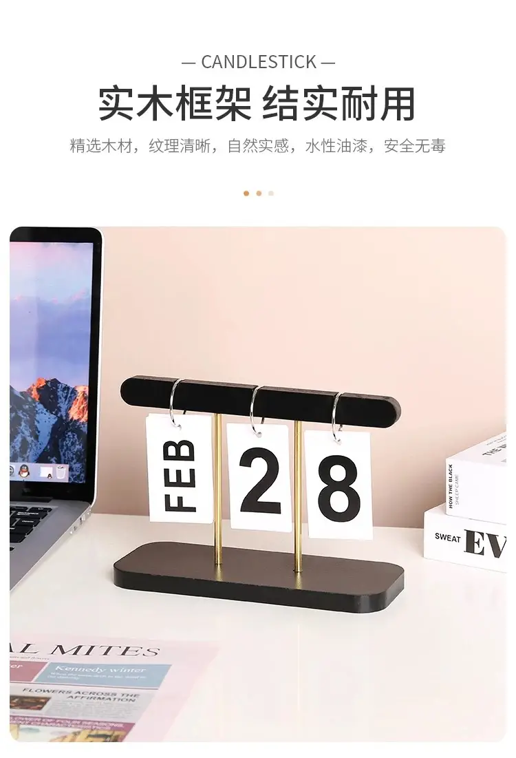 Creative Table Decorations, Wooden Flip-Page Bamboo Calendar Ornament, Entryway Kindergarten Photo Date Sign for Photography — feature 12