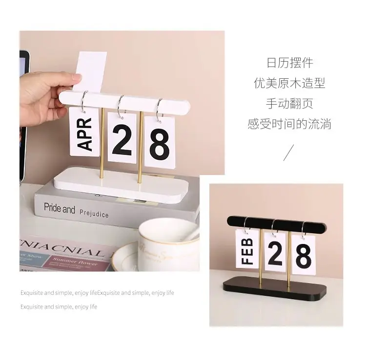 Creative Table Decorations, Wooden Flip-Page Bamboo Calendar Ornament, Entryway Kindergarten Photo Date Sign for Photography — feature 9
