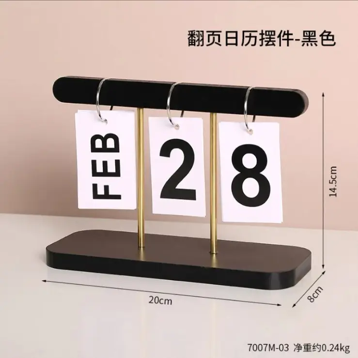 Creative Table Decorations, Wooden Flip-Page Bamboo Calendar Ornament, Entryway Kindergarten Photo Date Sign for Photography - Image 3