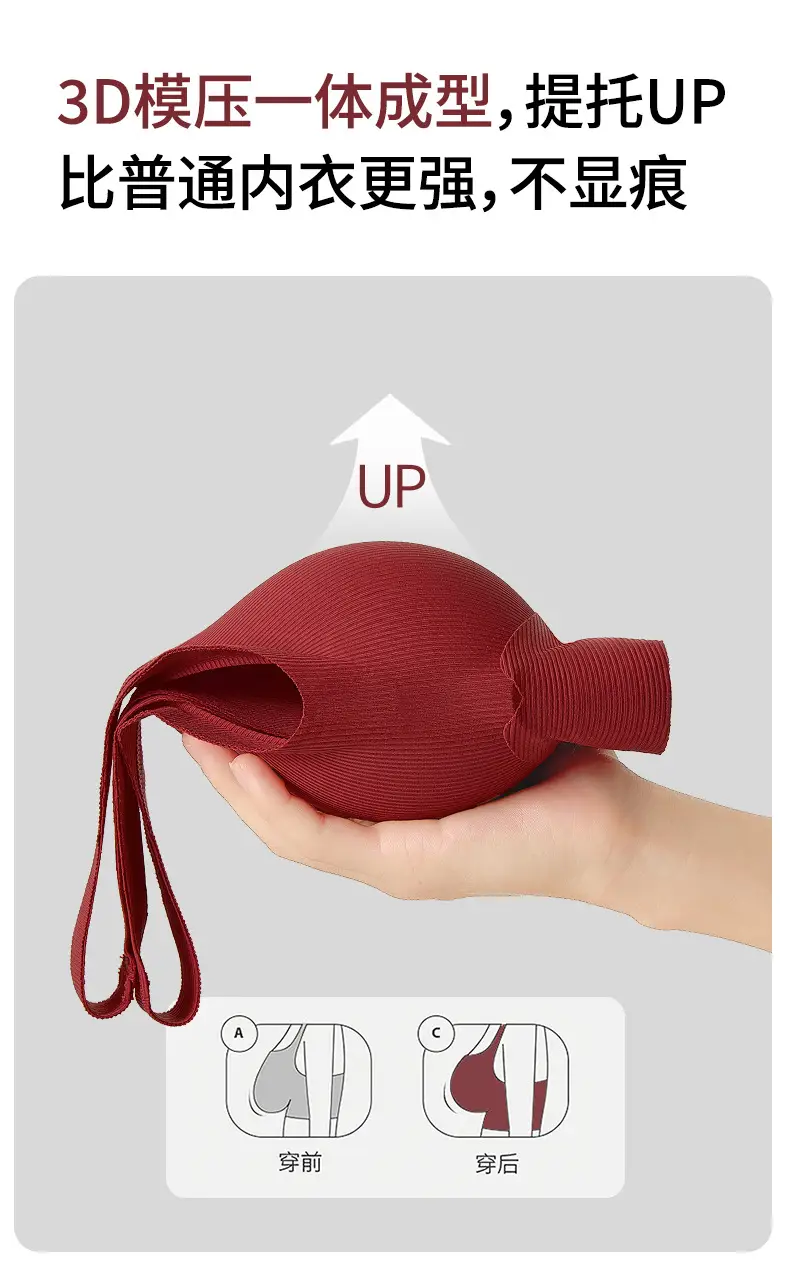 Red Underwear Women's Big Chest Showing Small Gather-up Accessory Bra 2025 — feature 6