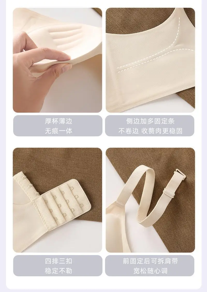Underwear Girl's Small Chest Gathering Upper Support Anti-sagging Soft Support Anti-outward Expansion Non-steel Rings Collapsed Auxilary Breast Show Large Bra — feature 15