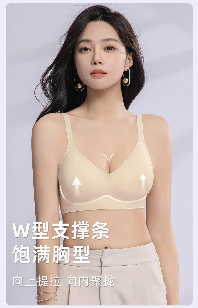 Underwear Girl's Small Chest Gathering Upper Support Anti-sagging Soft Support Anti-outward Expansion Non-steel Rings Collapsed Auxilary Breast Show Large Bra — feature 5