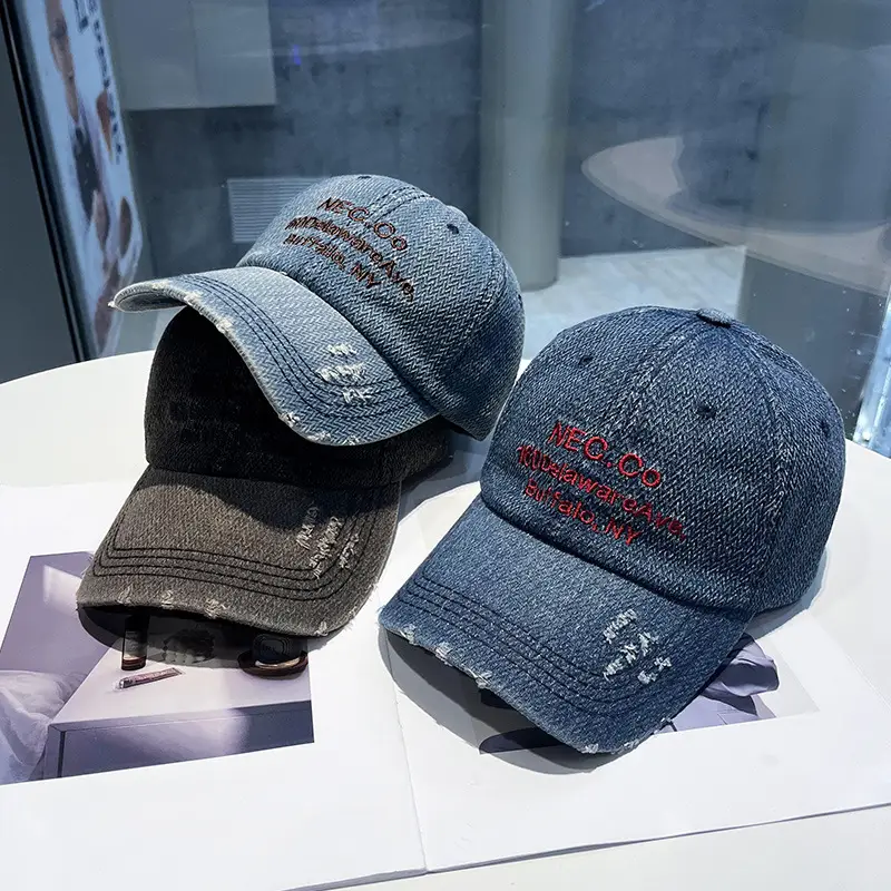 Vintage Letter Embroidered Denim Cap for Men Women - Image 6