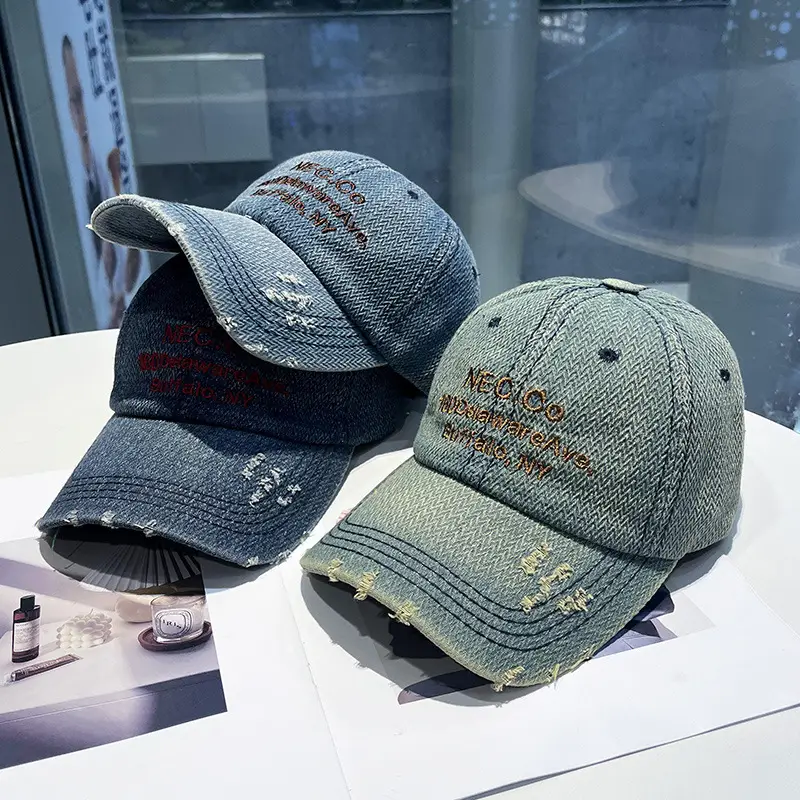 Vintage Letter Embroidered Denim Cap for Men Women - Image 7