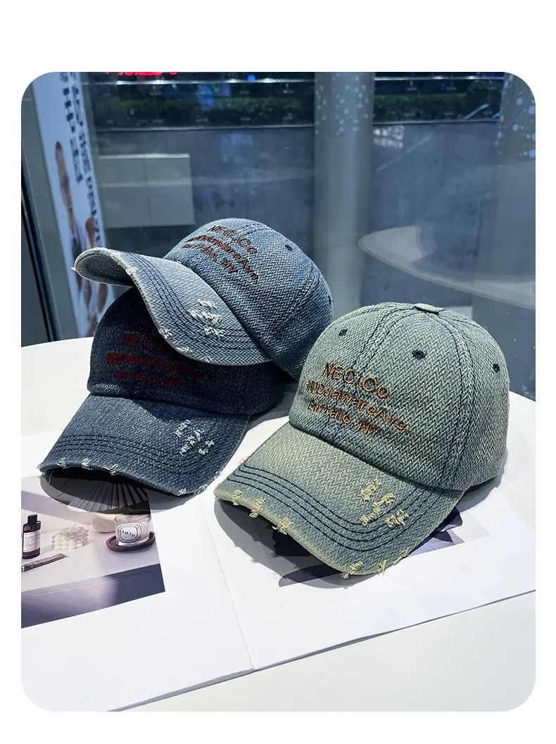 Vintage Letter Embroidered Denim Cap for Men Women — feature 3
