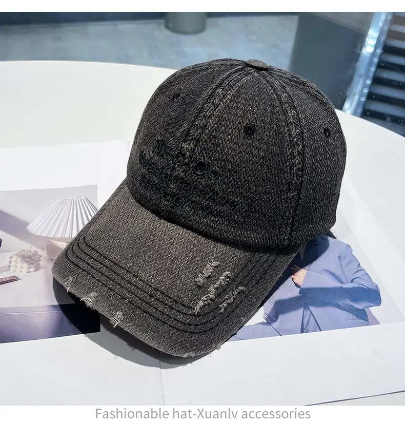 Vintage Letter Embroidered Denim Cap for Men Women — feature 5