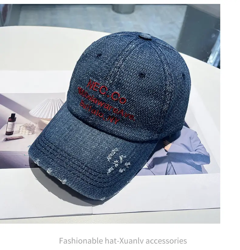 Vintage Letter Embroidered Denim Cap for Men Women — feature 6