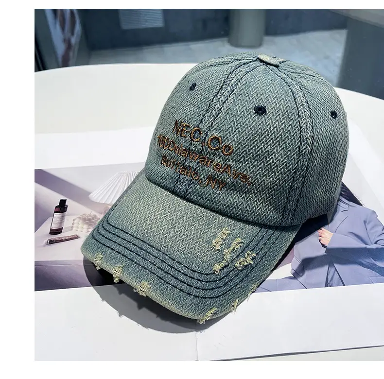 Vintage Letter Embroidered Denim Cap for Men Women — feature 7