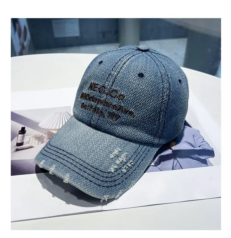 Vintage Letter Embroidered Denim Cap for Men Women — feature 8