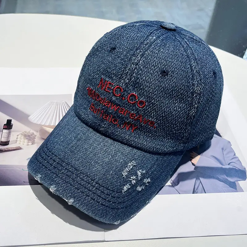 Vintage Letter Embroidered Denim Cap for Men Women - Image 3