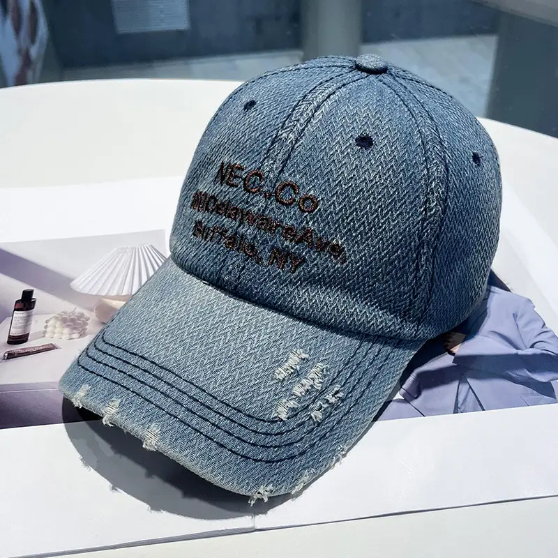 Vintage Letter Embroidered Denim Cap for Men Women - Image 4