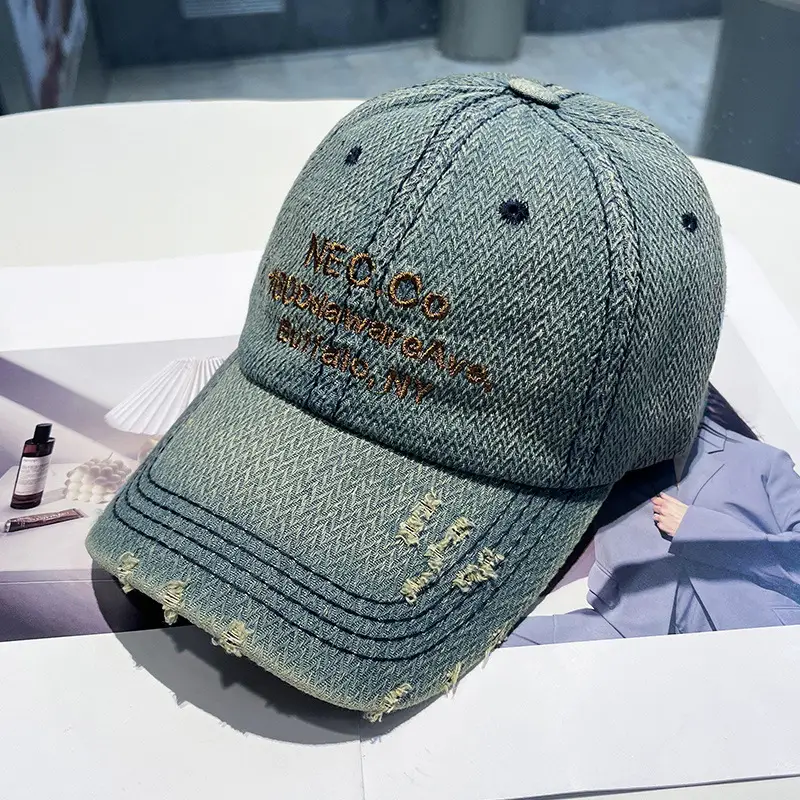 Vintage Letter Embroidered Denim Cap for Men Women - Image 5
