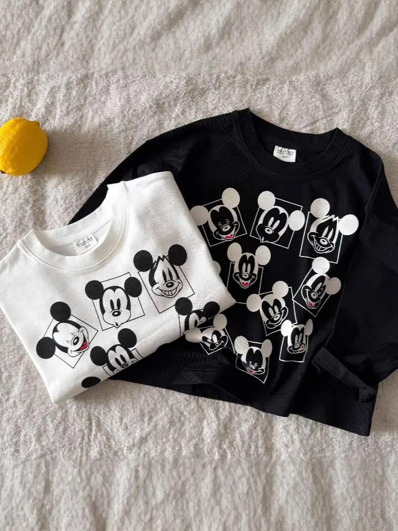 Children's Mickey Mouse Long Sleeve T-Shirt White Black - Image 4
