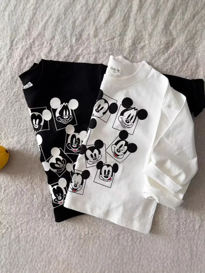 Children's Mickey Mouse Long Sleeve T-Shirt White Black - Image 5