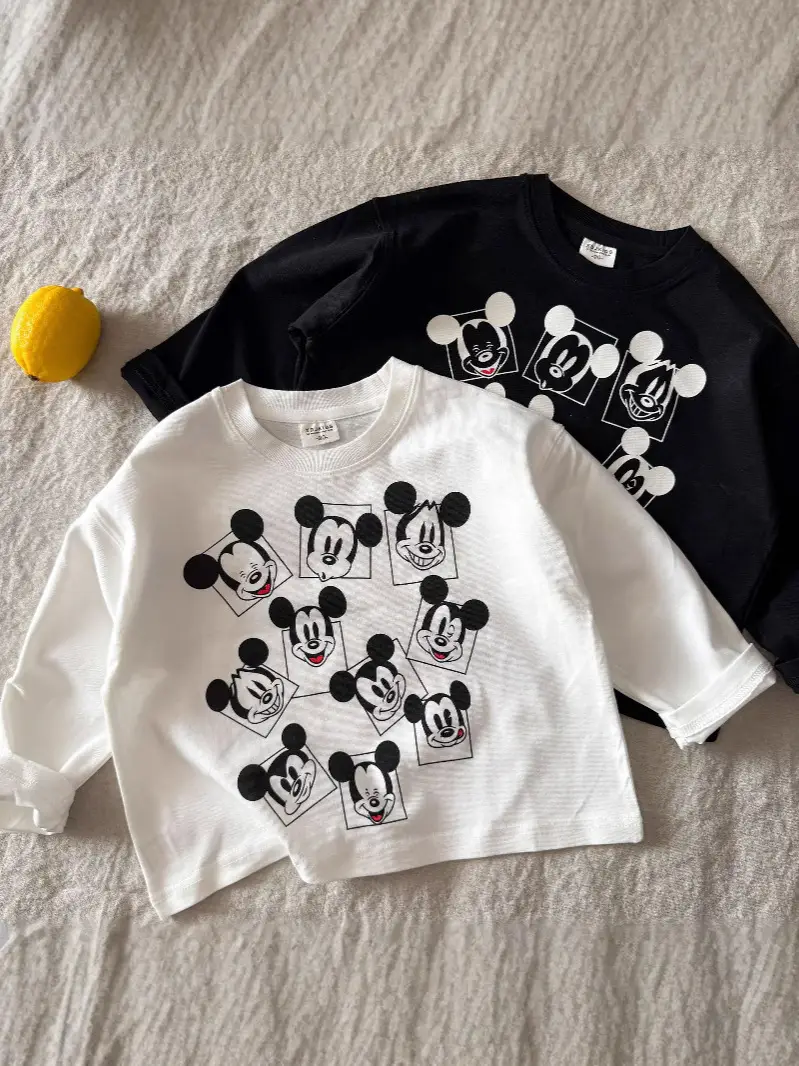 Children's Mickey Mouse Long Sleeve T-Shirt White Black - Image 7