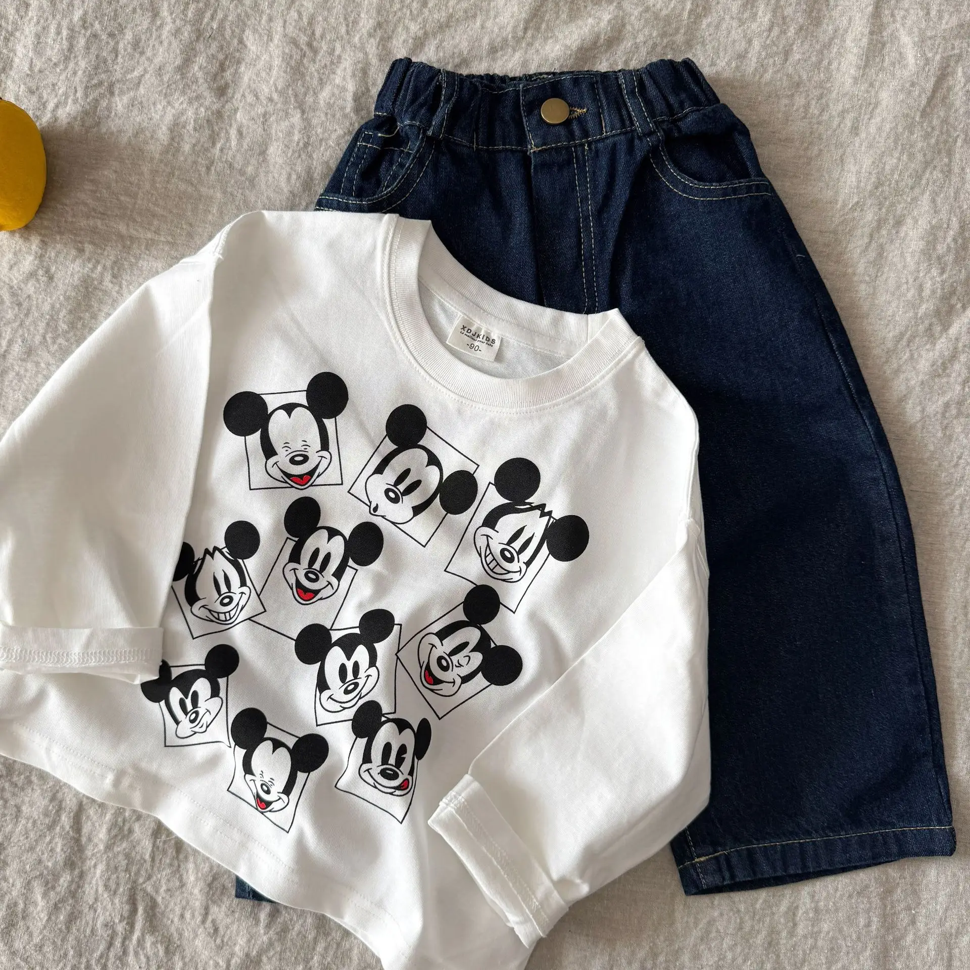Children's Mickey Mouse Long Sleeve T-Shirt White Black — feature 10