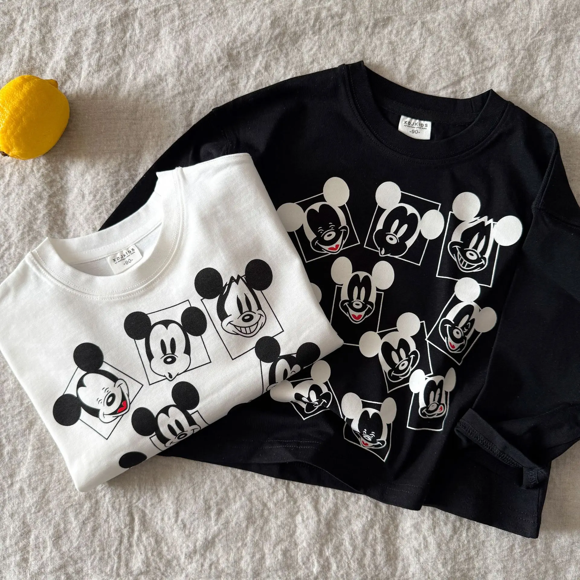 Children's Mickey Mouse Long Sleeve T-Shirt White Black — feature 9