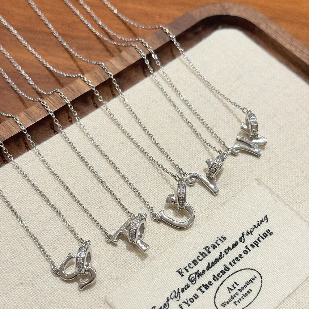 26-Letter Diamond Encrusted Necklace for Women — feature 7