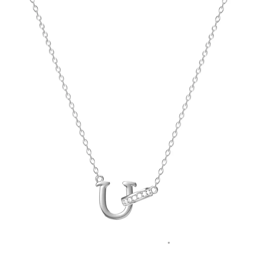 26-Letter Diamond Encrusted Necklace for Women - Image 21