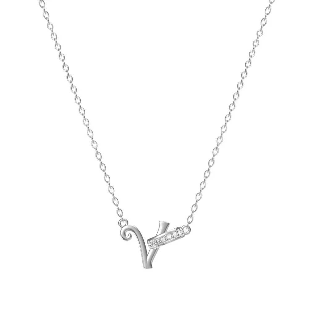 26-Letter Diamond Encrusted Necklace for Women - Image 22