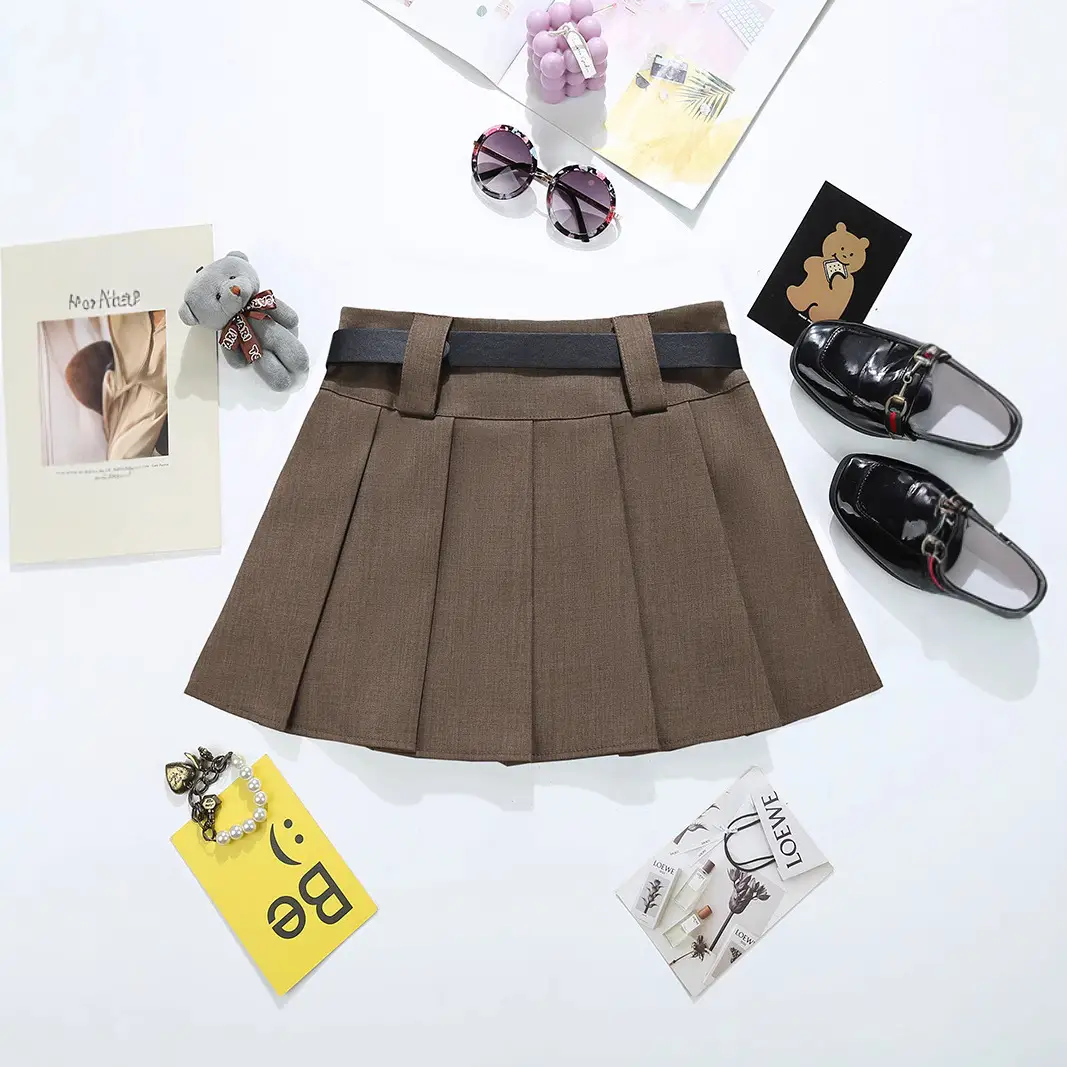 Black Pleated Skirt With Belt High Waist 2025 - Image 6