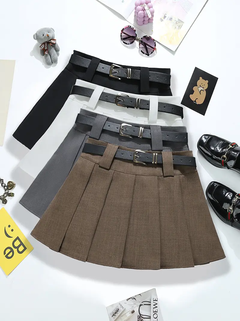 Black Pleated Skirt With Belt High Waist 2025 — feature 1