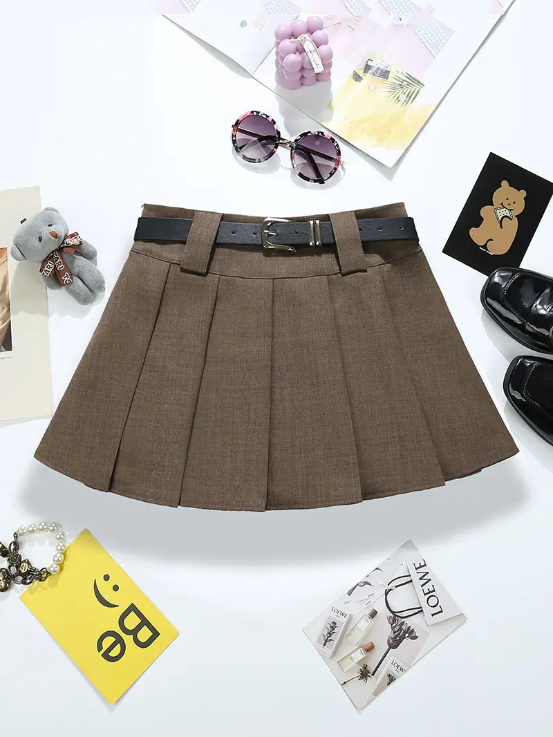 Black Pleated Skirt With Belt High Waist 2025 — feature 11