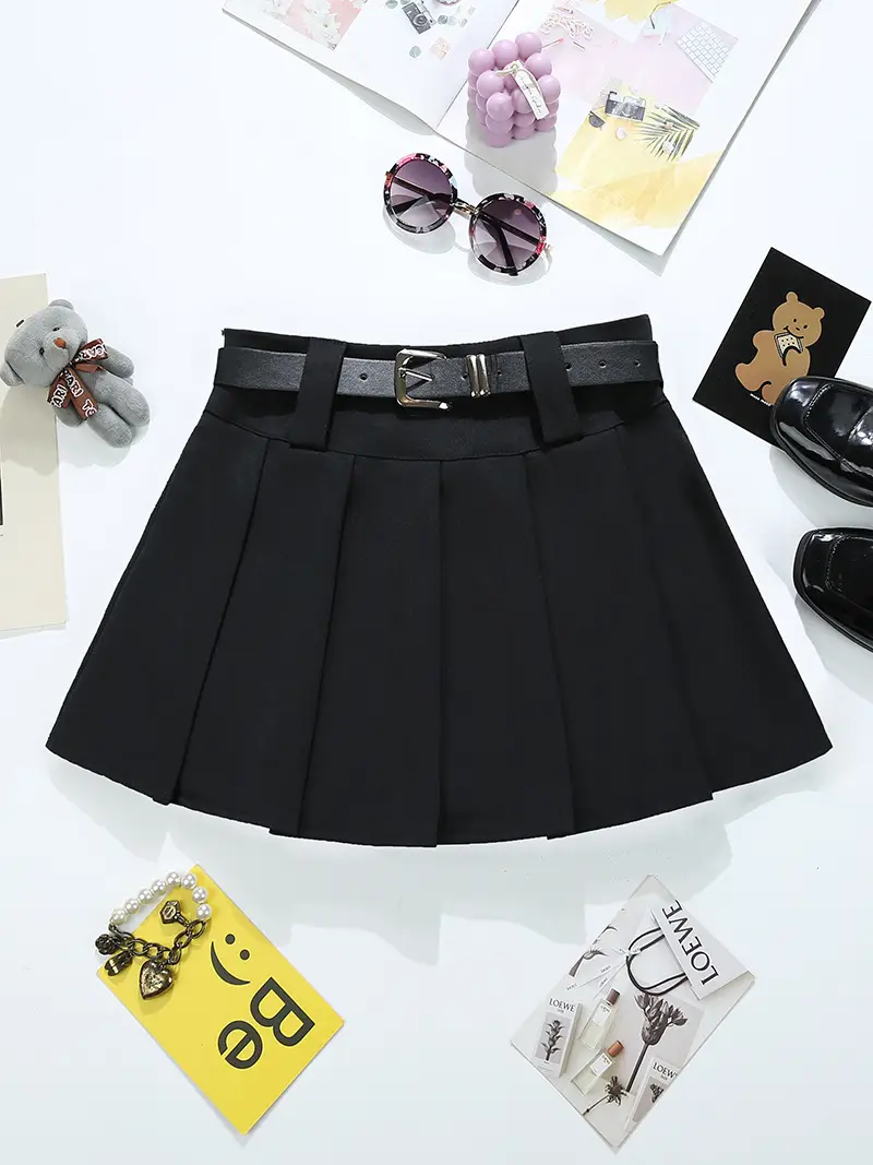 Black Pleated Skirt With Belt High Waist 2025 — feature 12