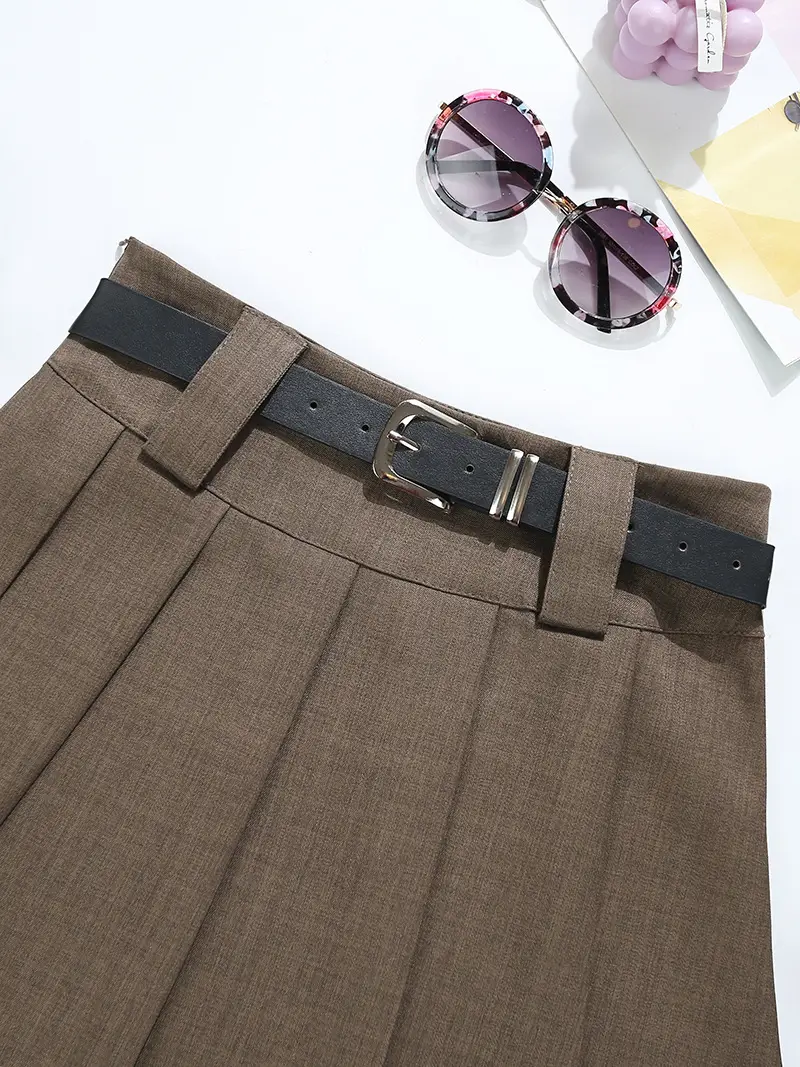 Black Pleated Skirt With Belt High Waist 2025 — feature 5
