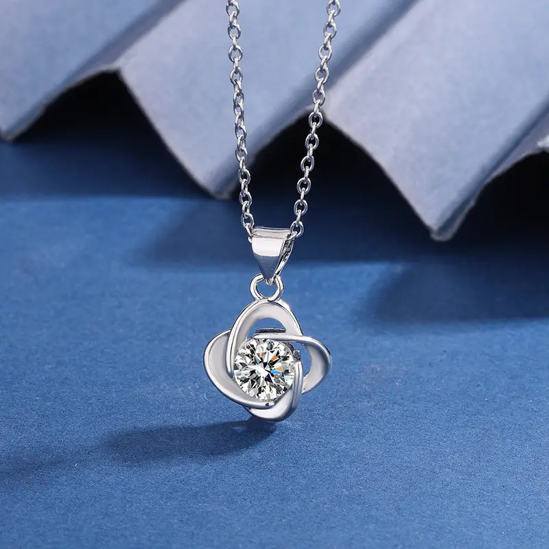 Women's Lucky Four-Leaf Clover Necklace Set Blue Elegant - Image 6
