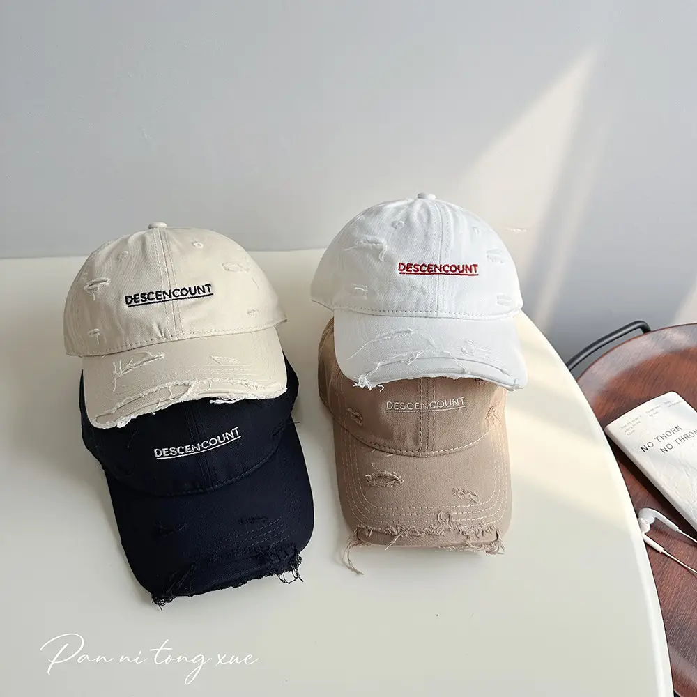 Korean Letter Embroidered Baseball Caps for Men Women