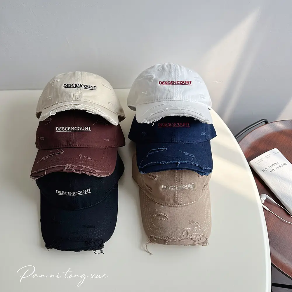 Korean Letter Embroidered Baseball Caps for Men Women