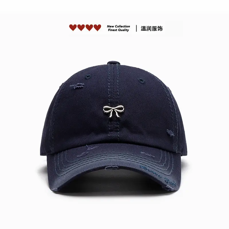 Women Bow Embroidered Baseball Cap Beige - Image 8