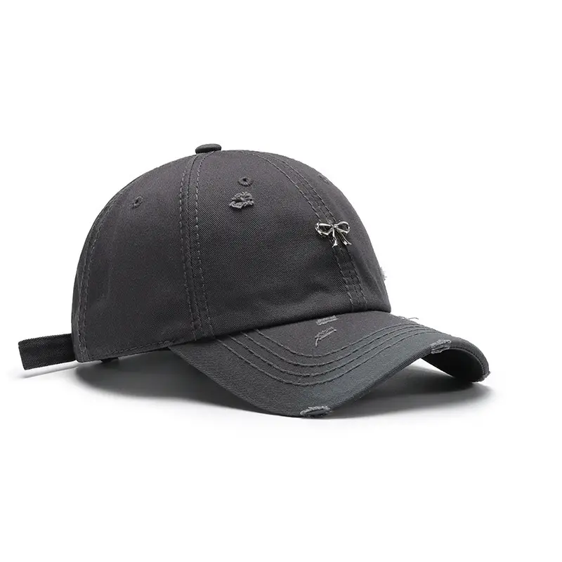 Women Bow Embroidered Baseball Cap Beige - Image 12