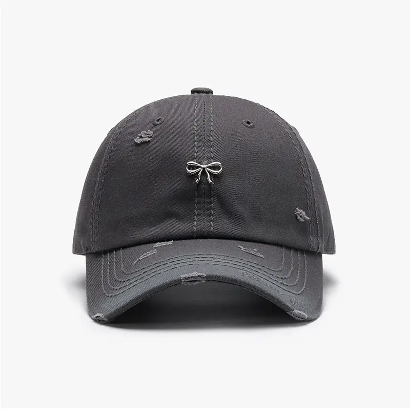 Women Bow Embroidered Baseball Cap Beige — feature 10