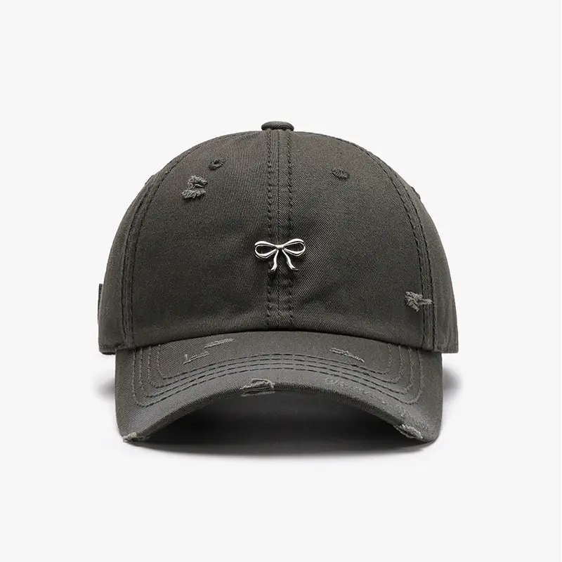 Women Bow Embroidered Baseball Cap Beige — feature 13